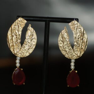 Abstract red tear drop earrings