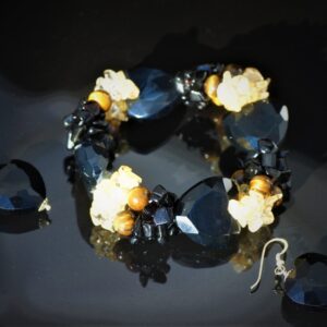 Black gem bracelet set