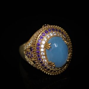 Calcite silver and gold ring