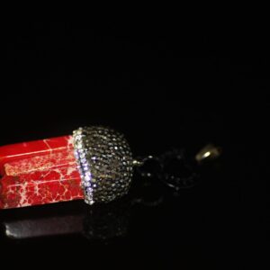 Coral granite crystal pendant