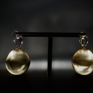 Matte brass cubic zirconia earrings