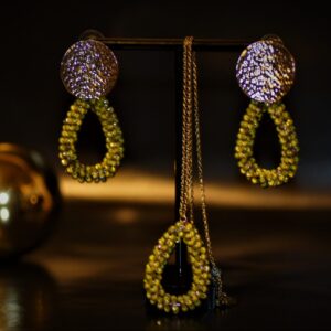 Boma beaded metallic green teardrop set