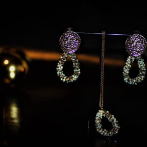 Boma beaded metallic ice-blue teardrop set