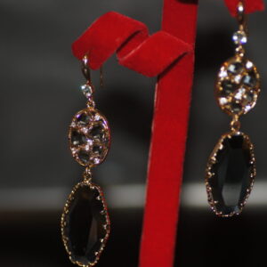 Grey rose-gold zirconia earrings