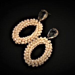 Boma beaded beige zirconia earrings