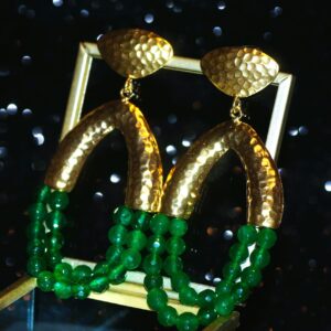Hammered Green Agate Earrings
