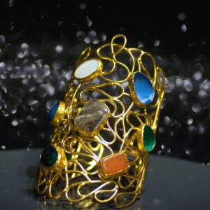 Artistic Multi-Gemstone Cuff (2)