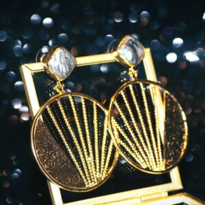 Agate Omega Earrings ( Lace Agate 2)