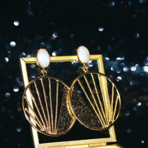 Agate Omega Earrings ( White Agate)