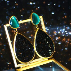 Istanbul Double Earrings (Teal /Black)