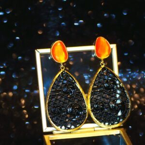 Istanbul Double Earrings (Tangerine /Black)
