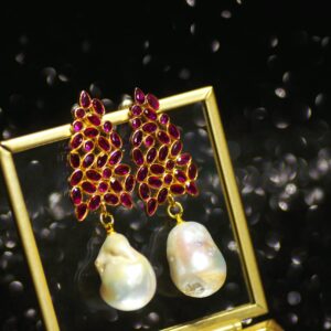 Baroque Pine Earrings (Ruby Hue)