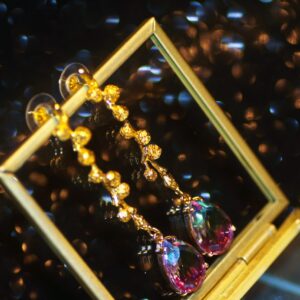 Bubble Teardrop Earrings (Tourmaline)