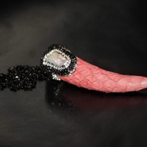 Pink Python Necklace with Baroque Pearl