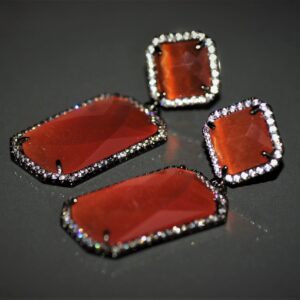 Cat-Eye Drop Earrings Orange ( Diamond Cut )