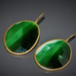 Sliced Green Cat-eye Earrings (L)