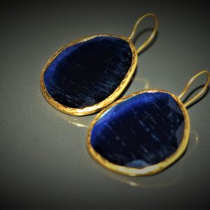 Sliced Blue Cat-eye Earrings (L)