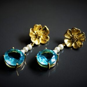 Hibiscus Blue Earrings
