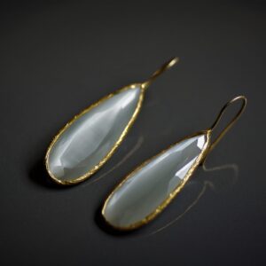 Sliced Moonstone Glass earrings (Oblong)