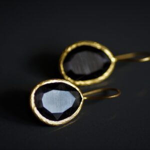 Sliced Black Glass earrings (Small)
