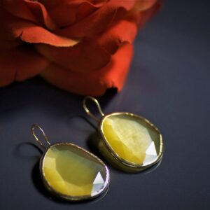 Sliced Yellow Cat-eye Earrings (L)