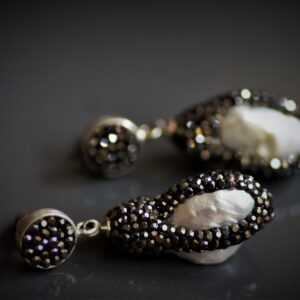 Baroque pearl caged earrings