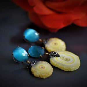 Druzy Agate Set (Yellow/Blue)