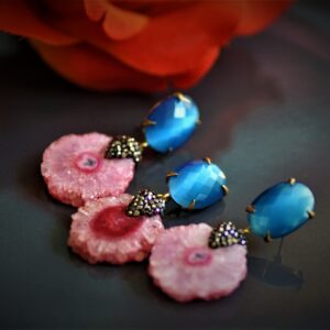 Druzy Agate Set (Tangerine/Blue)