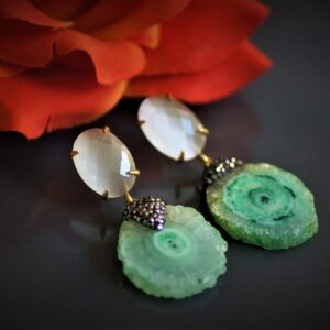 Druzy Agate Earrings (Mint-Green)