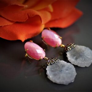 Druzy Agate Earrings (Pink)