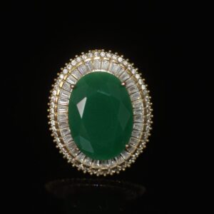Green onyx oval silver ring
