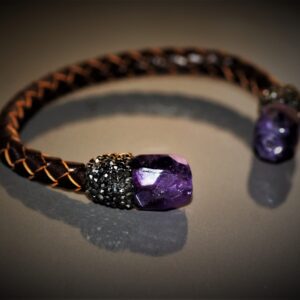 J Wooven Leather Bracelet (Amethyst)