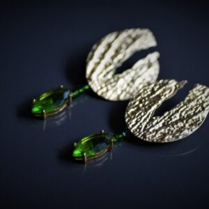 Abstract green tear-drop earrings