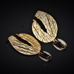 Abstract cowrie drop earrings