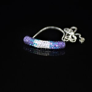 Purple and whilte crystal cylinder necklace