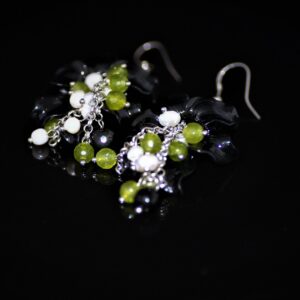 Black flowered earrings