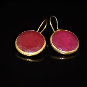 Red agate brass earrings