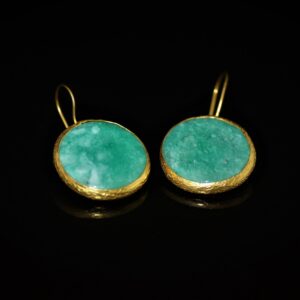 Turquoise brass earring