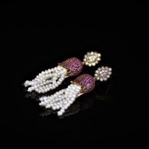 Vintage rubellite tassel earrings