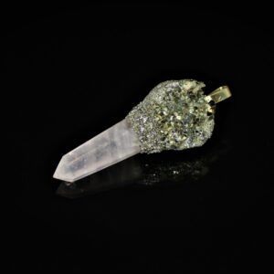 Pyrite and rose quartz pendant