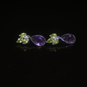 Amethyst and peridot silver earrings