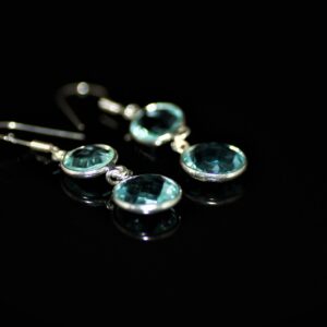 Blue zirconia double drop earrings