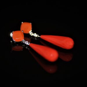 Oblong teardrop earrings in coral