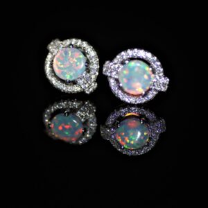 White opal round studs