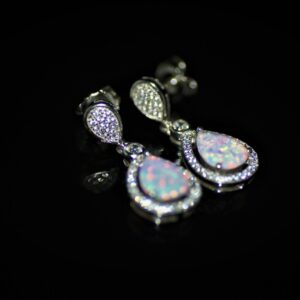 White opal teardrop studs