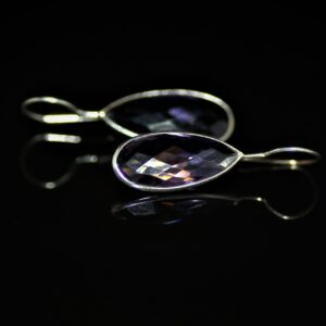 Zirconia amethyst teardrop earring