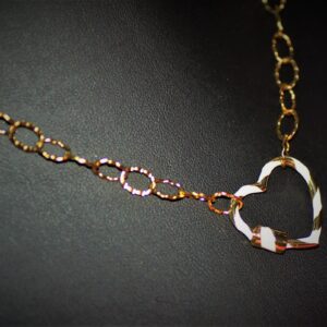 Enamel Stainless Steel Heart Necklace ( White )