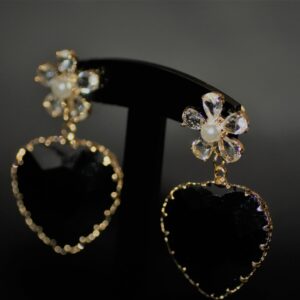 Mariska zirconia pearl earrings (Black)
