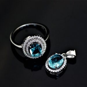 Duo blue topaz zirconia set