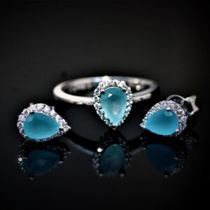 Duo blue calcite zirconia set